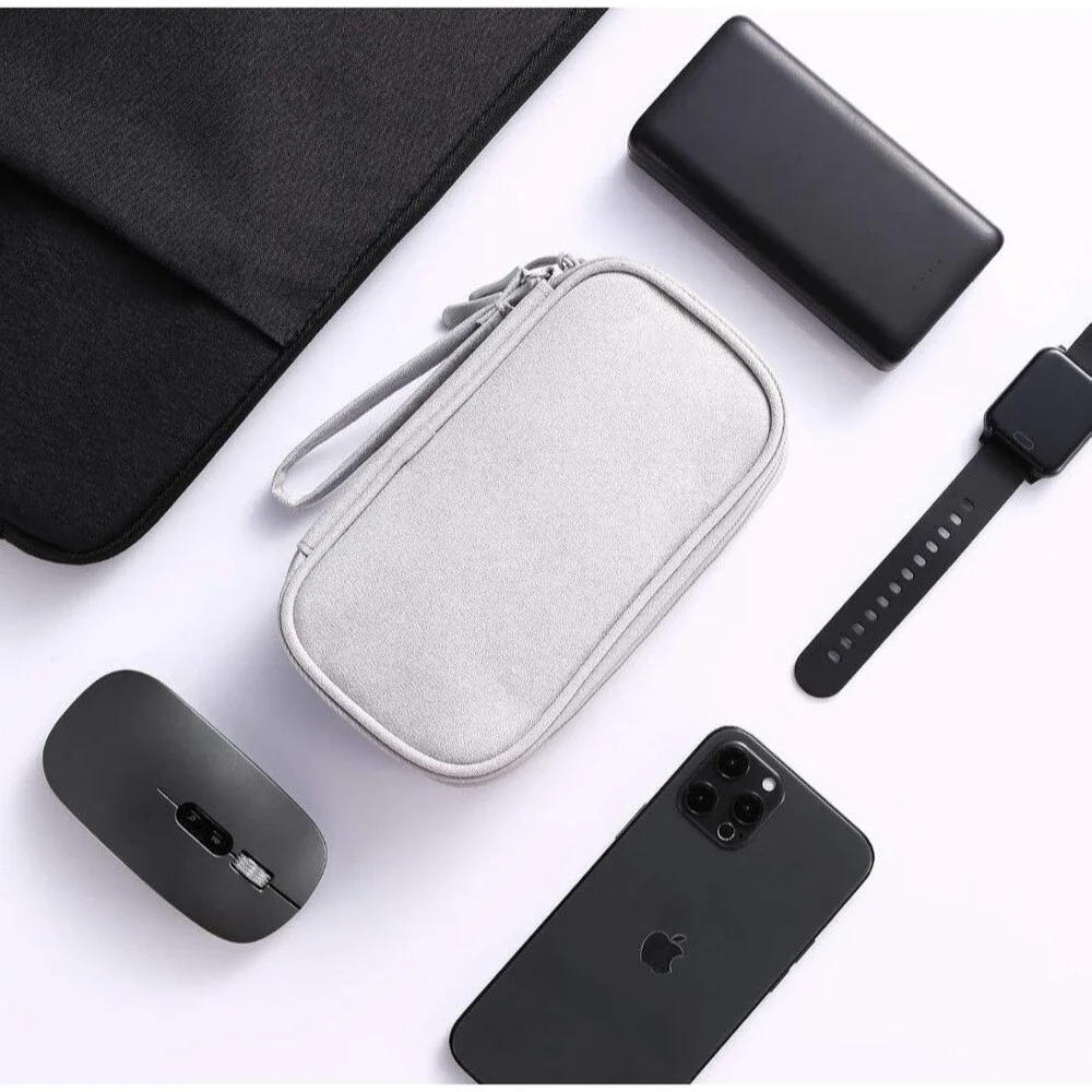 Portable Waterproof Electronic Organizer for Cables and Accessories - Light Gray